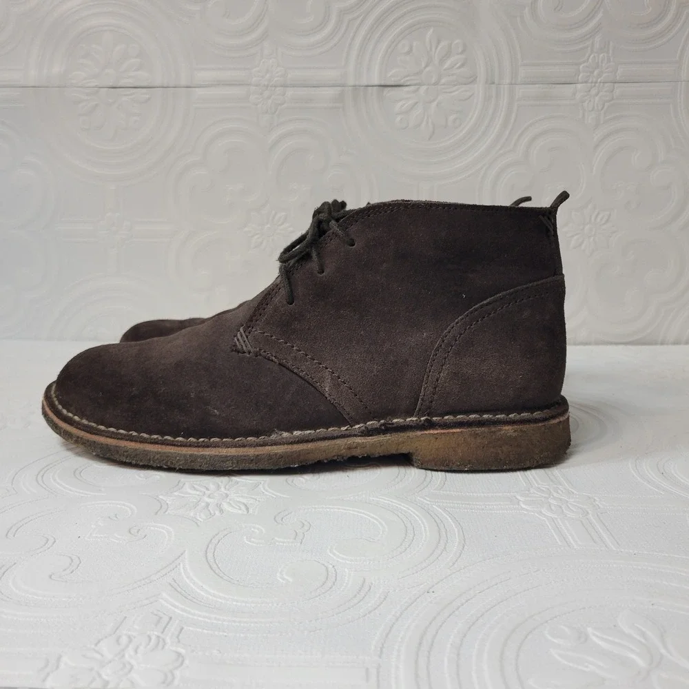 LL Bean Suede Leather Mid Lace Up Boots Gum Sole‎ Size 10 Brown Preppy Classic